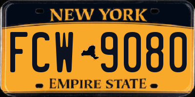 NY license plate FCW9080