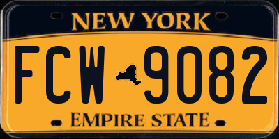 NY license plate FCW9082