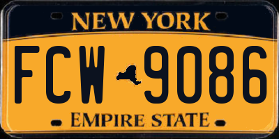 NY license plate FCW9086