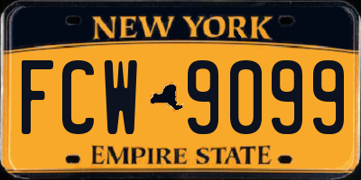 NY license plate FCW9099