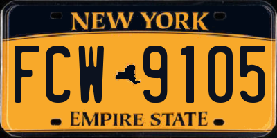 NY license plate FCW9105