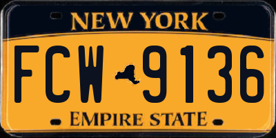 NY license plate FCW9136