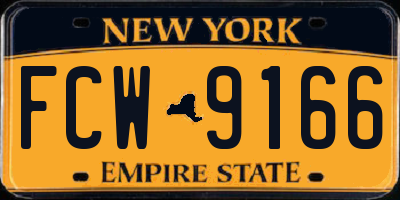 NY license plate FCW9166