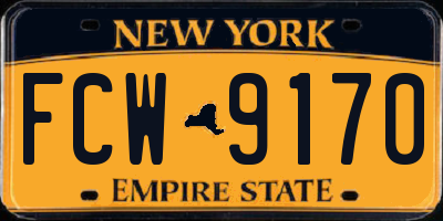 NY license plate FCW9170
