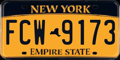NY license plate FCW9173