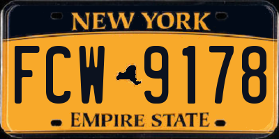 NY license plate FCW9178
