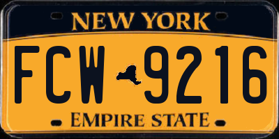 NY license plate FCW9216