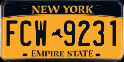 NY license plate FCW9231