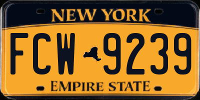 NY license plate FCW9239