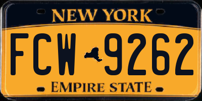 NY license plate FCW9262