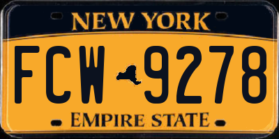 NY license plate FCW9278