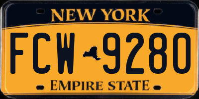 NY license plate FCW9280