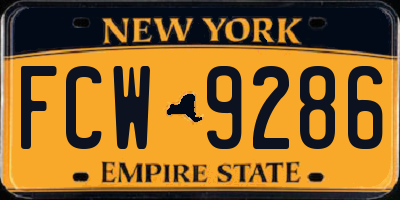 NY license plate FCW9286