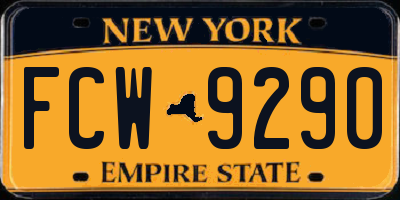 NY license plate FCW9290