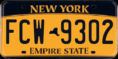 NY license plate FCW9302