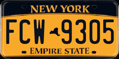 NY license plate FCW9305