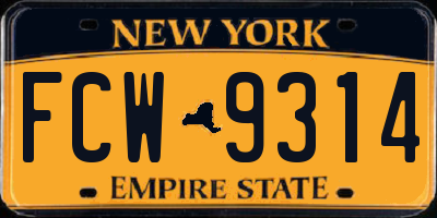 NY license plate FCW9314