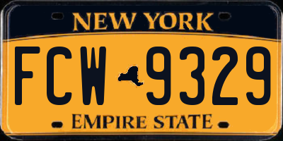 NY license plate FCW9329