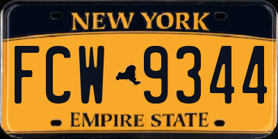 NY license plate FCW9344
