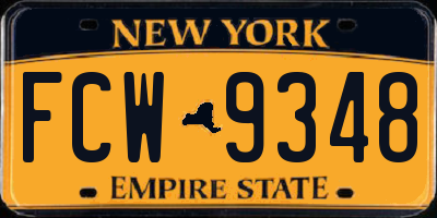 NY license plate FCW9348