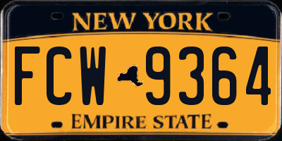 NY license plate FCW9364
