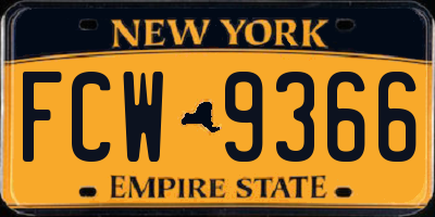 NY license plate FCW9366