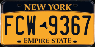 NY license plate FCW9367