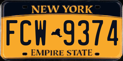 NY license plate FCW9374