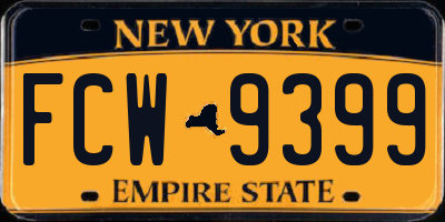 NY license plate FCW9399