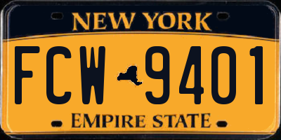 NY license plate FCW9401