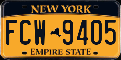 NY license plate FCW9405