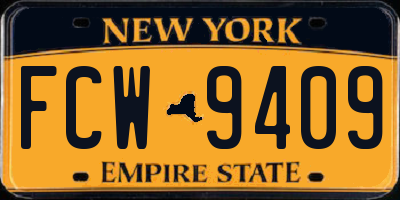 NY license plate FCW9409