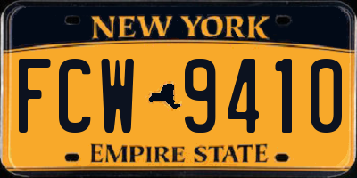 NY license plate FCW9410