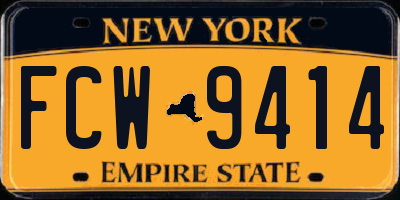 NY license plate FCW9414