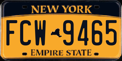 NY license plate FCW9465