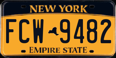 NY license plate FCW9482