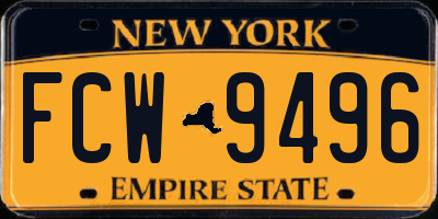 NY license plate FCW9496