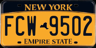 NY license plate FCW9502