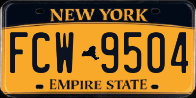 NY license plate FCW9504