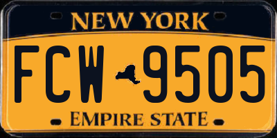 NY license plate FCW9505