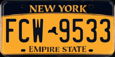 NY license plate FCW9533
