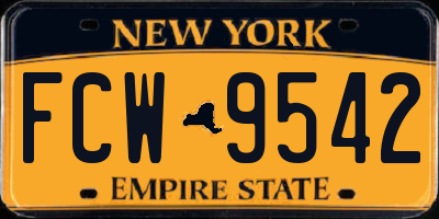 NY license plate FCW9542