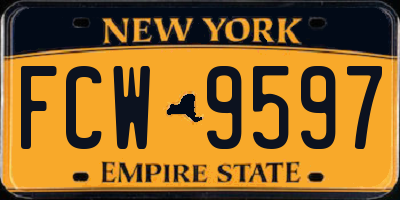 NY license plate FCW9597