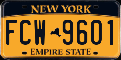 NY license plate FCW9601