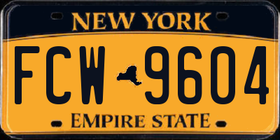NY license plate FCW9604