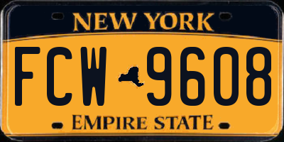 NY license plate FCW9608