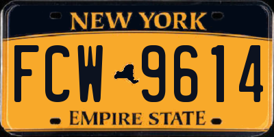 NY license plate FCW9614