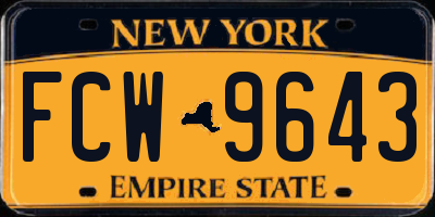 NY license plate FCW9643