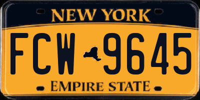NY license plate FCW9645