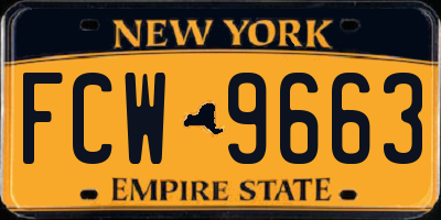 NY license plate FCW9663